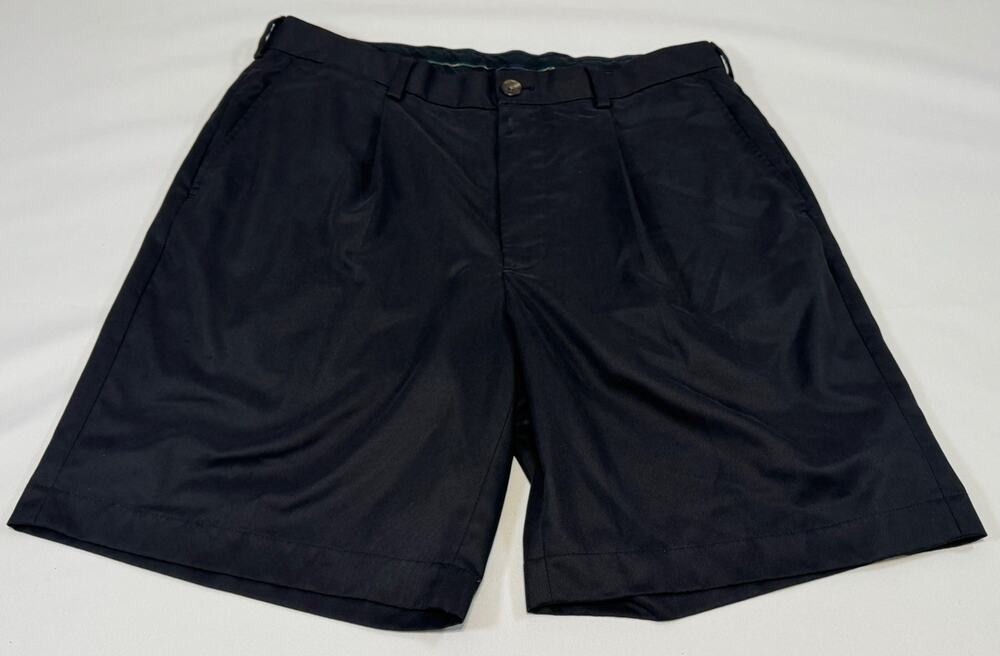 BROOKS BROS Men's Pleated Performance Golf Shorts SIZE 34W BLACK St Andrews Link